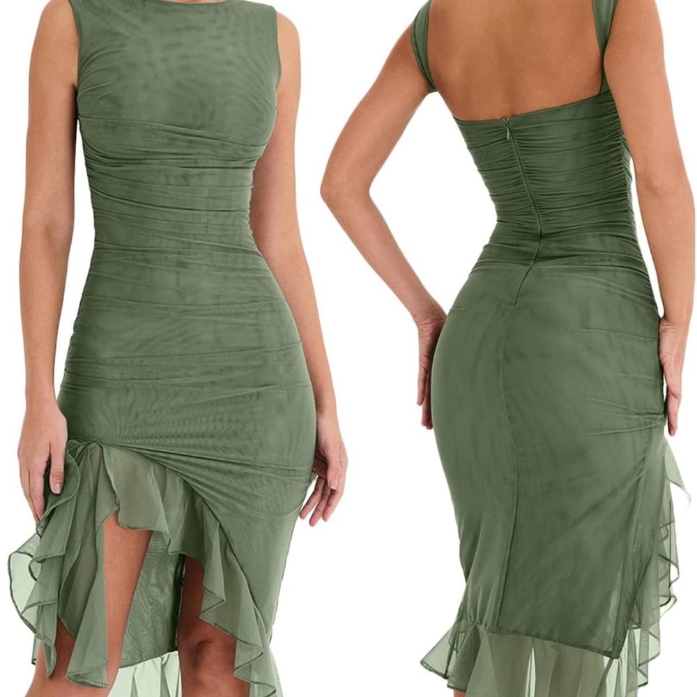 Sage Green Body Contouring Dress